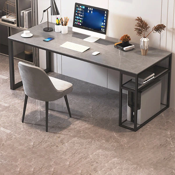 Bureau d'ordinateur rectangulaire contemporain Bureau en pierre avec pieds Clearhalo