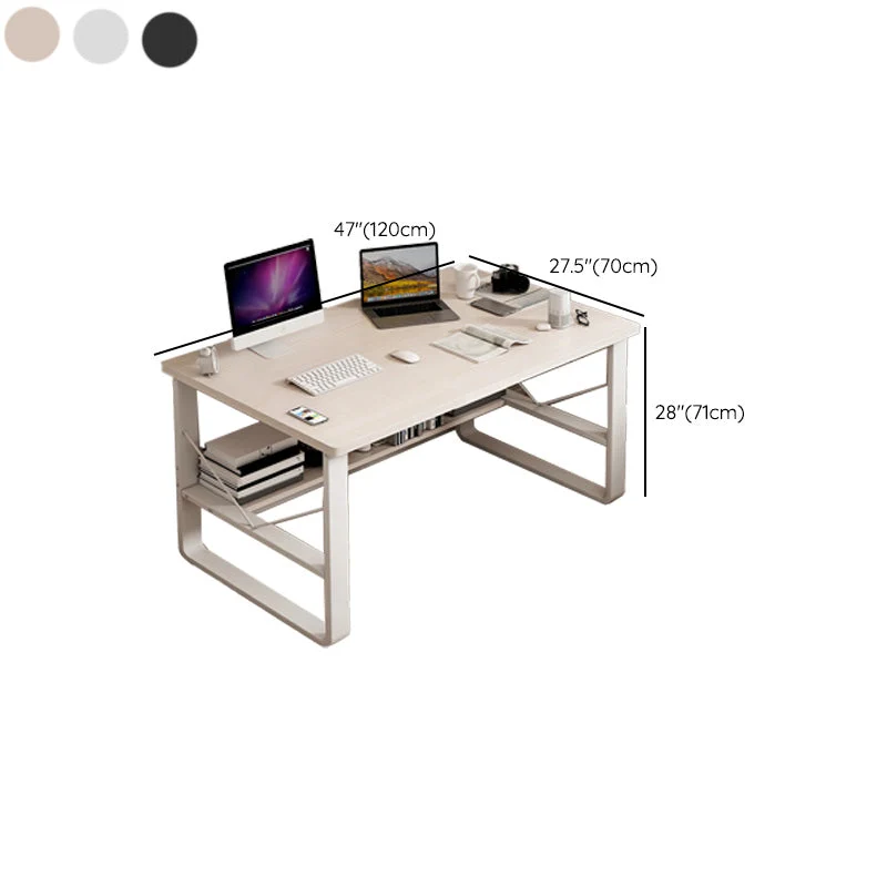 Bureau d'ordinateur rectangulaire contemporain, finition antique, pieds en métal Clearhalo