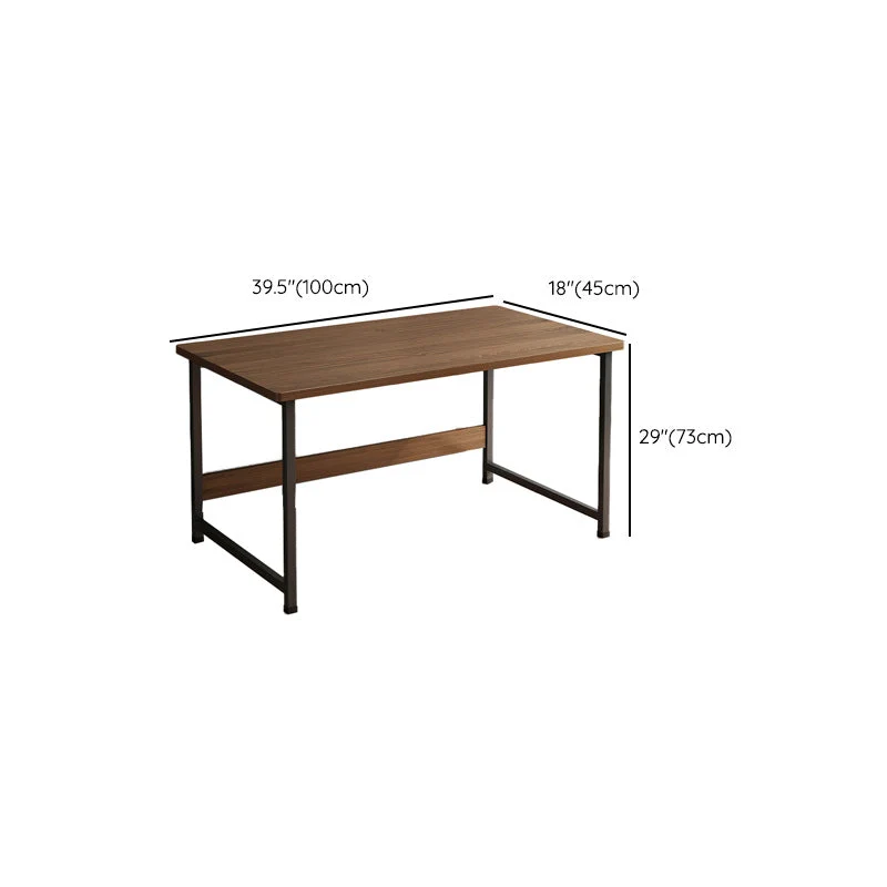 Bureau d'ordinateur rectangulaire contemporain, finition antique, pieds en métal Clearhalo