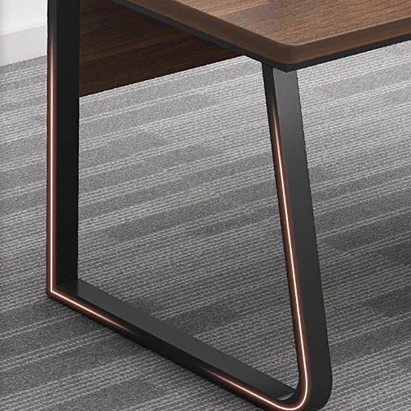 Bureau d'ordinateur rectangulaire au fini antique avec pieds en métal Clearhalo
