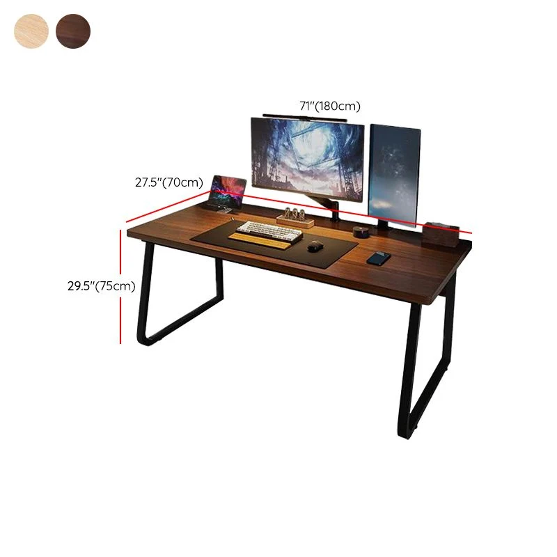 Bureau d'ordinateur rectangulaire au fini antique avec pieds en métal Clearhalo