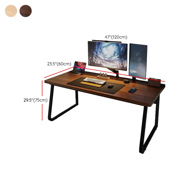 Bureau d'ordinateur rectangulaire au fini antique avec pieds en métal Clearhalo