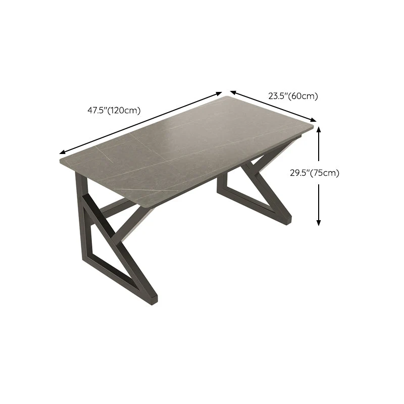 Bureau d'ordinateur rectangulaire au fini antique, bureau industriel avec pieds en métal Clearhalo