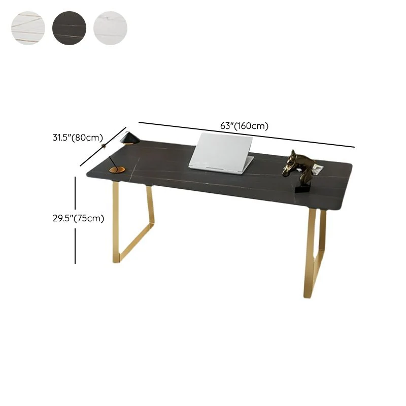 Bureau d'ordinateur rectangulaire au fini antique Glam avec pieds en métal Clearhalo