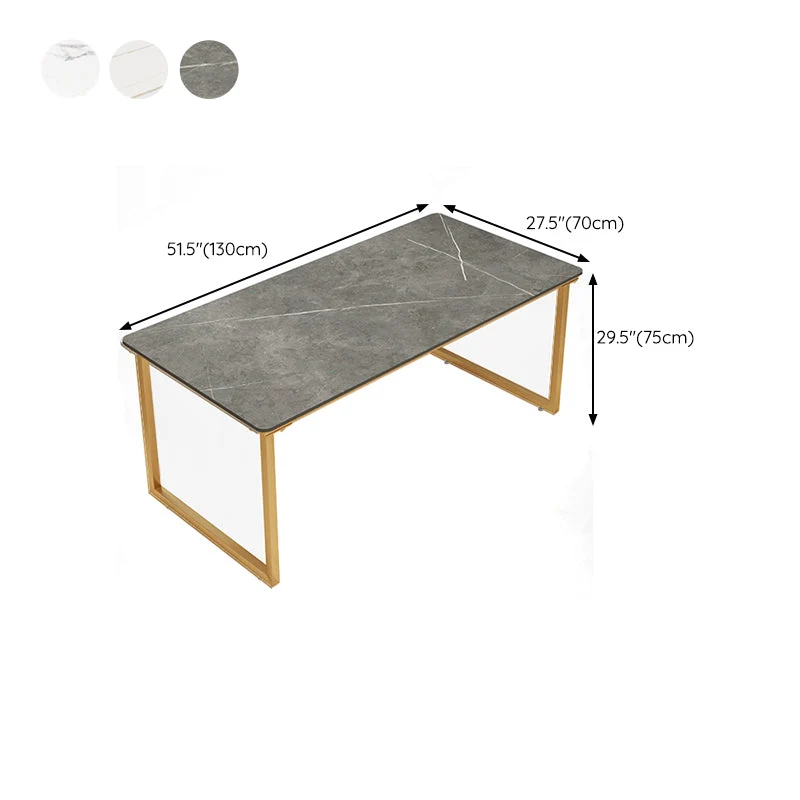 Bureau d'ordinateur rectangulaire au fini antique Glam avec pieds en métal Clearhalo