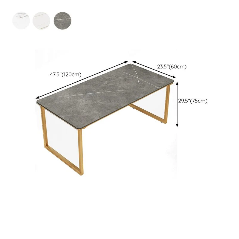 Bureau d'ordinateur rectangulaire au fini antique Glam avec pieds en métal Clearhalo
