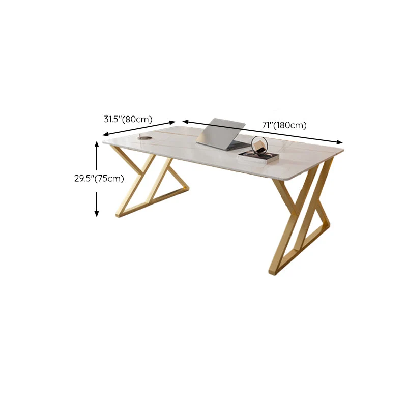 Bureau d'ordinateur rectangulaire à finition antique Glam de 29,53 po de hauteur Clearhalo