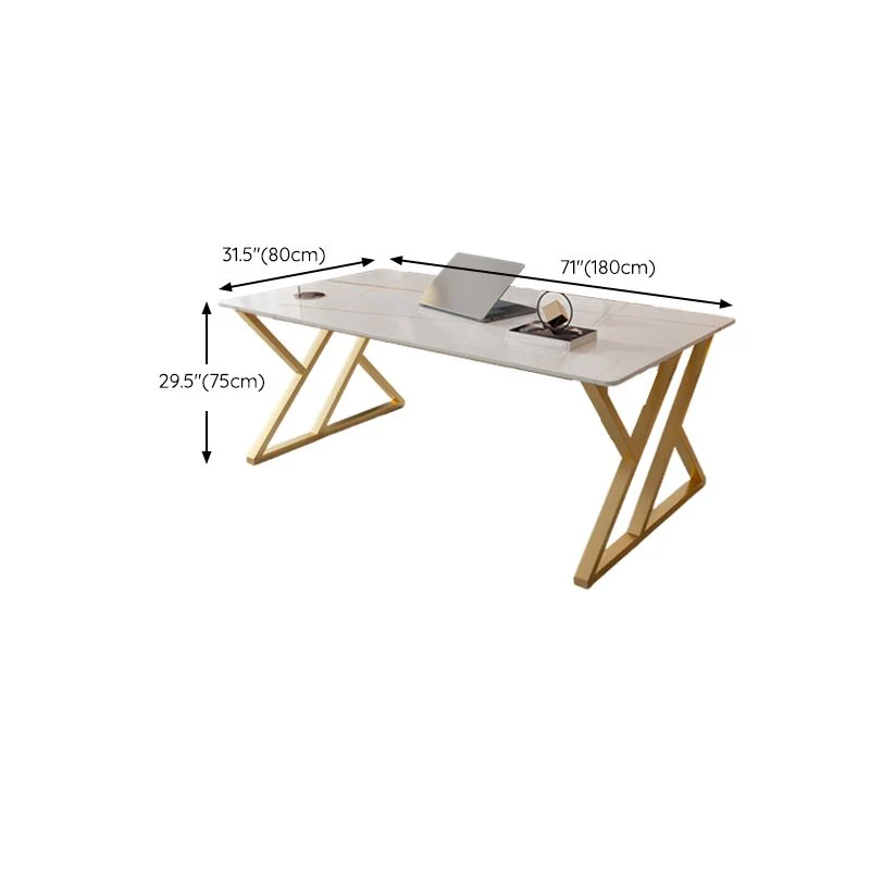Bureau d'ordinateur rectangulaire à finition antique Glam de 29,53 po de hauteur Clearhalo