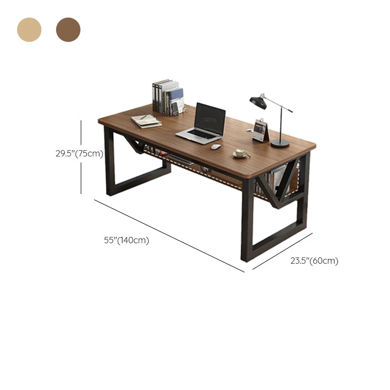 Bureau d'ordinateur rectangulaire, finition antique, pieds en métal Clearhalo