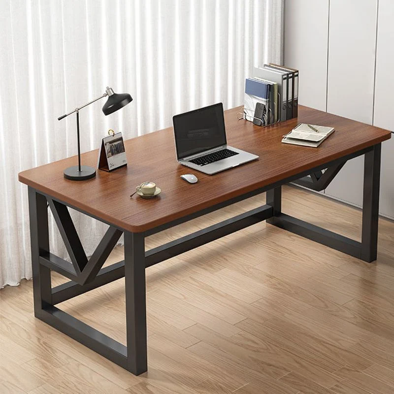 Bureau d'ordinateur rectangulaire, finition antique, pieds en métal Clearhalo