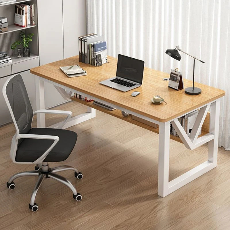 Bureau d'ordinateur rectangulaire, finition antique, pieds en métal Clearhalo