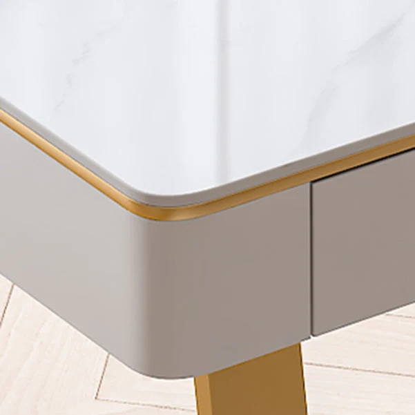 Bureau d'ordinateur rectangulaire Glam avec finition antique et 2 tiroirs de rangement Clearhalo