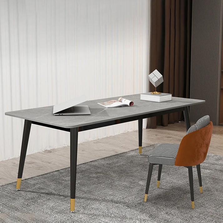 Bureau d'ordinateur rectangulaire Glam au fini antique avec pieds en métal Clearhalo