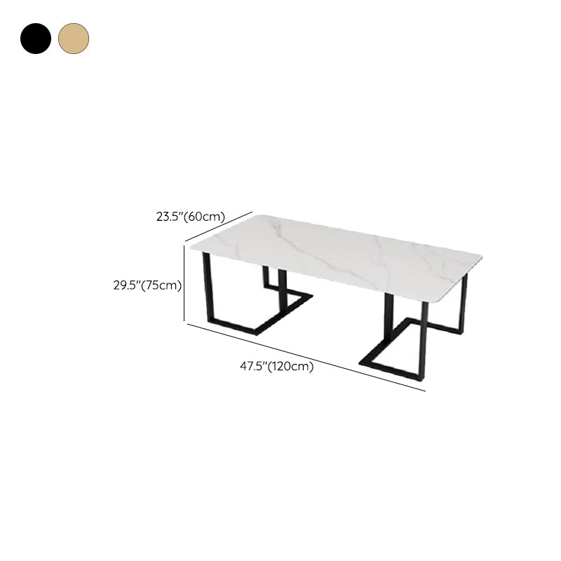 Bureau d'ordinateur rectangulaire Glam, finition antique, pieds en métal Clearhalo