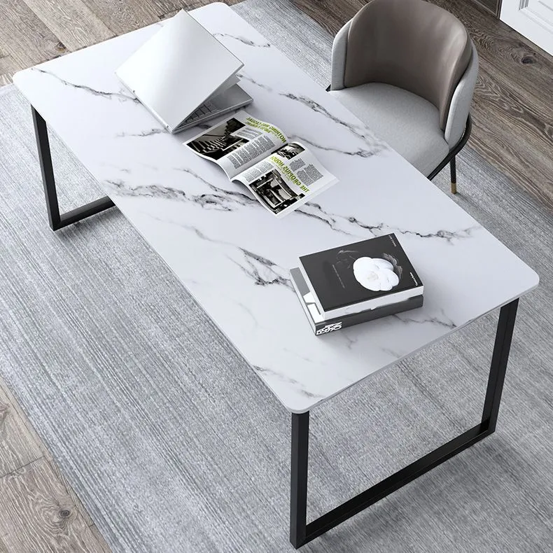 Bureau d'ordinateur rectangulaire industriel, finition Antique Clearhalo