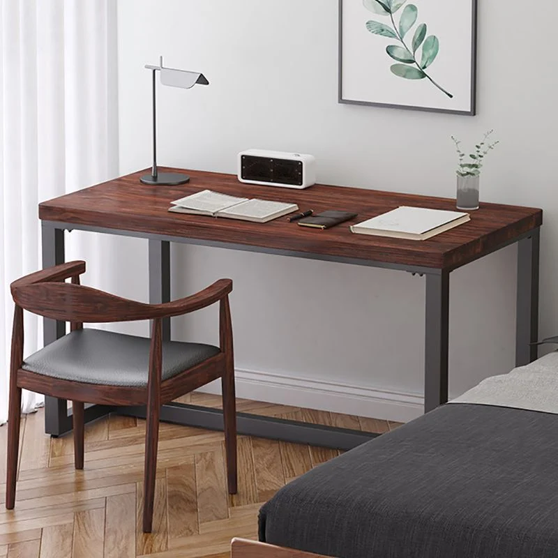 Bureau d'ordinateur rectangulaire moderne, finition Antique, avec pieds en métal Clearhalo