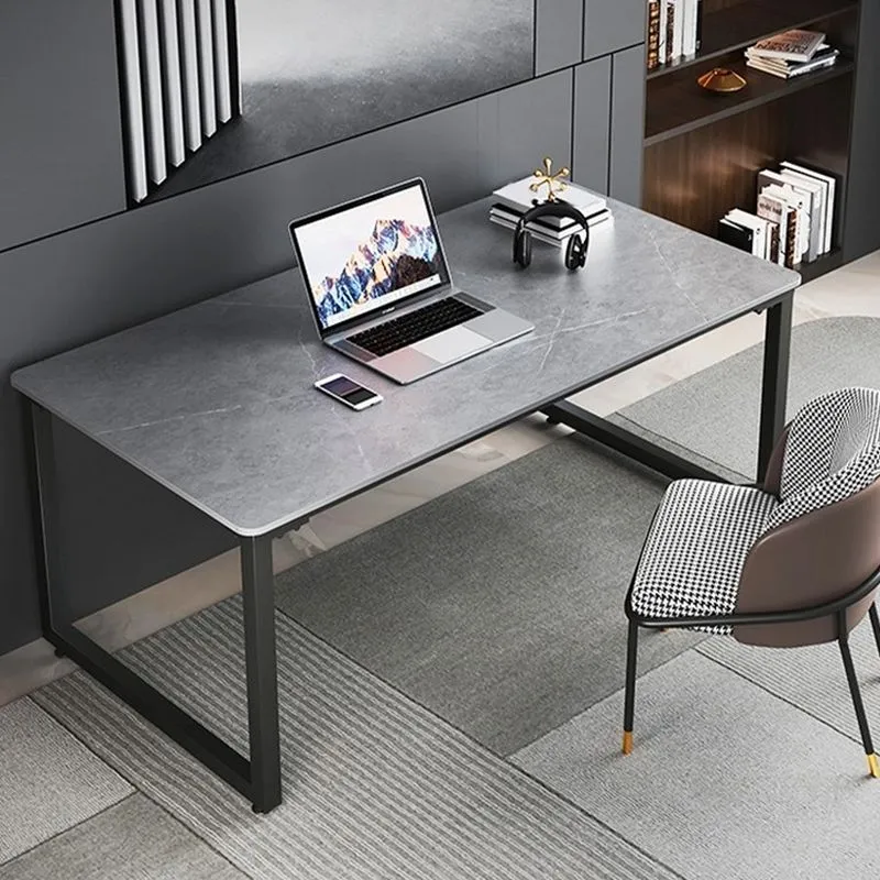 Bureau d'ordinateur rectangulaire en pierre, bureau d'ordinateur de style moderne pour le bureau Clearhalo