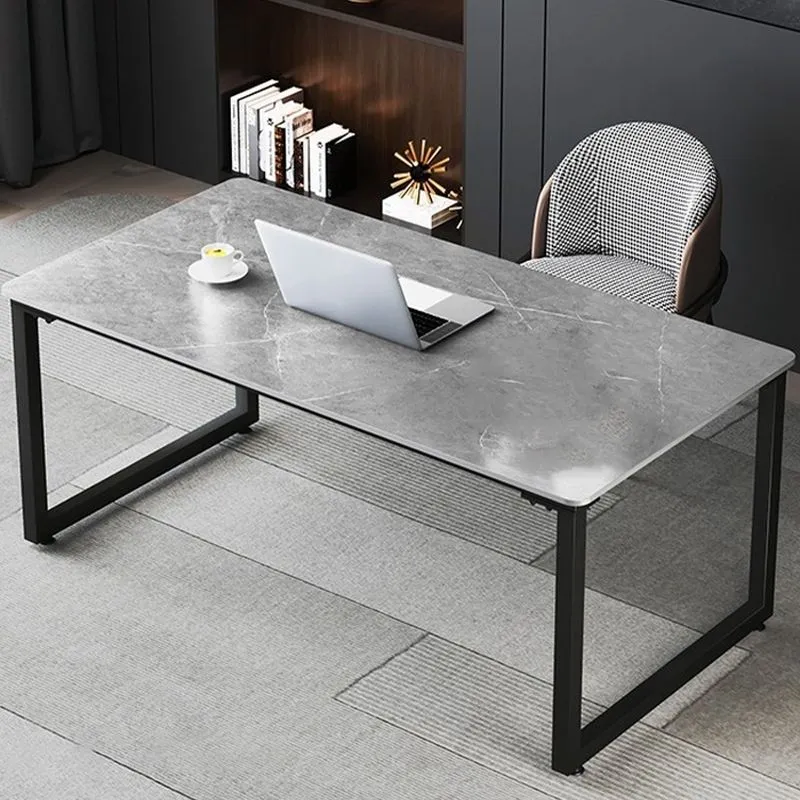Bureau d'ordinateur rectangulaire en pierre, bureau d'ordinateur de style moderne pour le bureau Clearhalo