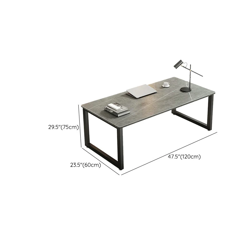 Bureau d'ordinateur rectangulaire en pierre, bureau d'ordinateur de style moderne en gris Clearhalo