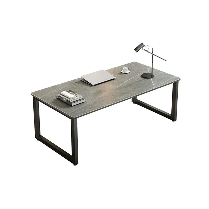 Bureau d'ordinateur rectangulaire en pierre, bureau d'ordinateur de style moderne en gris Clearhalo