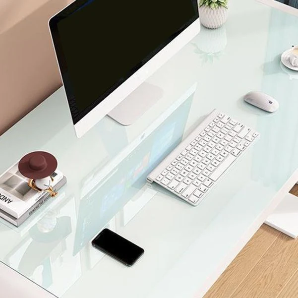 Bureau d'ordinateur rectangulaire en verre Bureau de jeu moderne et contemporain Clearhalo
