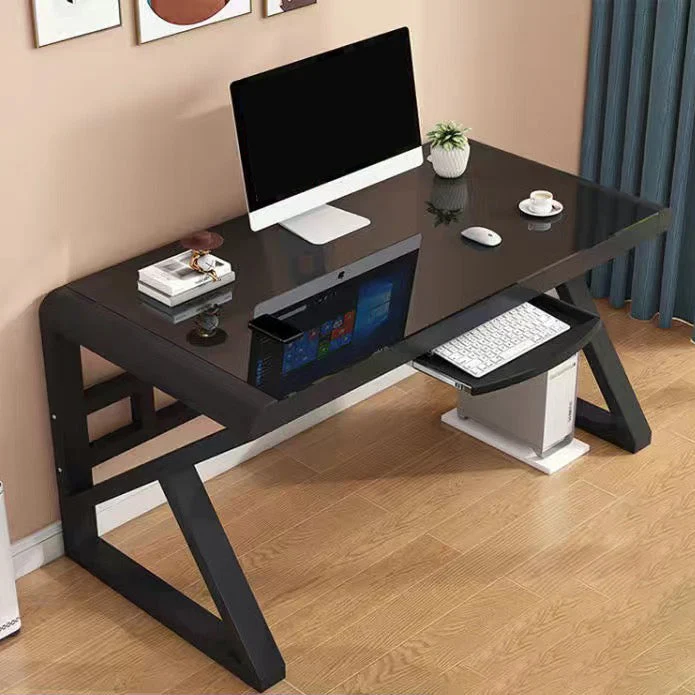 Bureau d'ordinateur rectangulaire en verre Bureau de jeu moderne et contemporain Clearhalo