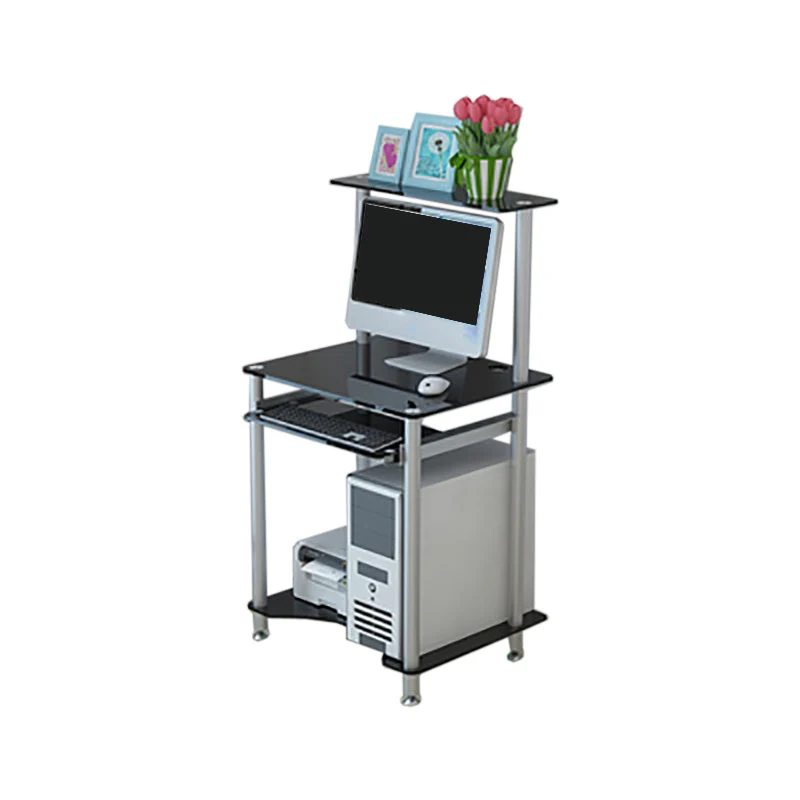 Bureau d'ordinateur rectangulaire en verre, plateau à clavier, bureau contemporain Clearhalo