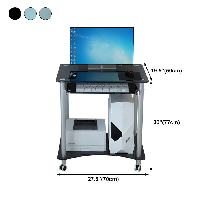 Bureau d'ordinateur rectangulaire en verre de style moderne, pour usage domestique Clearhalo