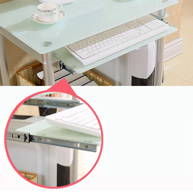 Bureau d'ordinateur rectangulaire en verre de style moderne, pour usage domestique Clearhalo
