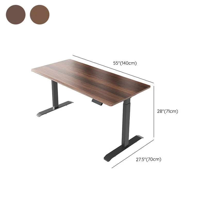 Bureau d'ordinateur à réglage électrique en hauteur, bureau d'écriture Bade en bois massif en forme de T Clearhalo