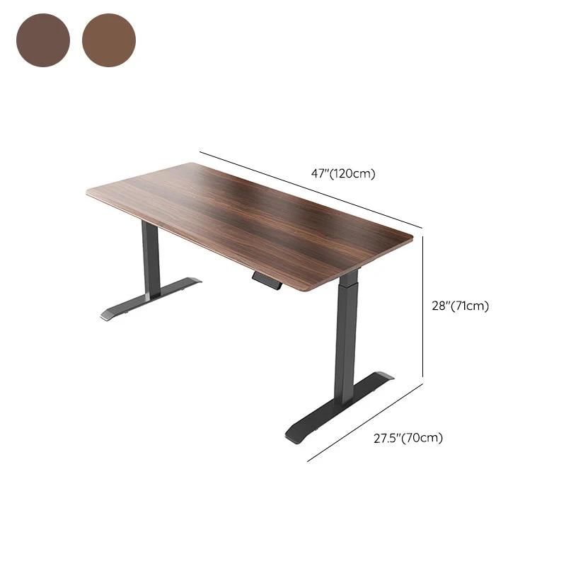 Bureau d'ordinateur à réglage électrique en hauteur, bureau d'écriture Bade en bois massif en forme de T Clearhalo