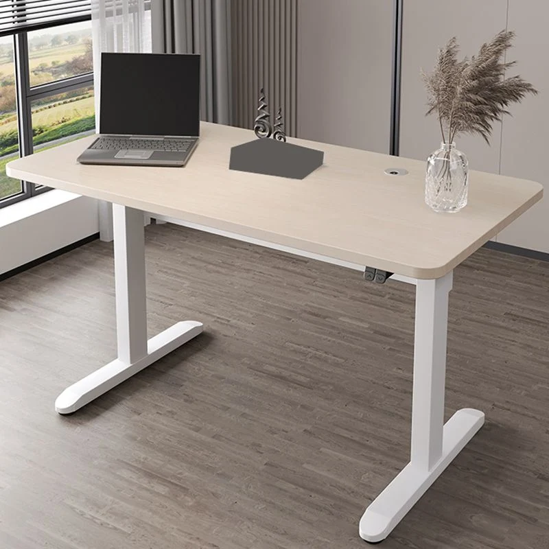 Bureau d'ordinateur à réglage électrique de la hauteur, pieds en acier, Base en forme de T Clearhalo