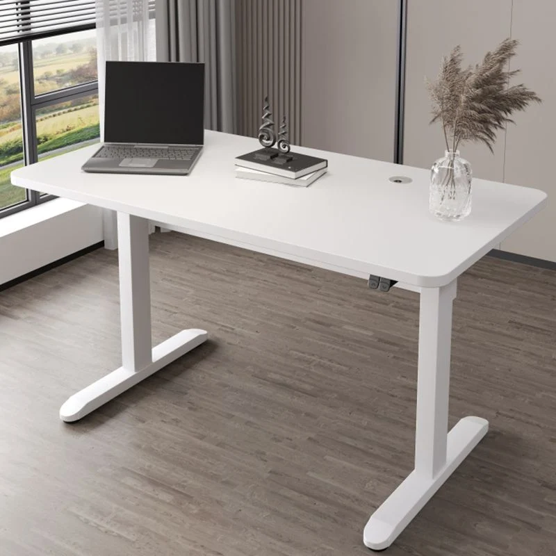 Bureau d'ordinateur à réglage électrique de la hauteur, pieds en acier, Base en forme de T Clearhalo