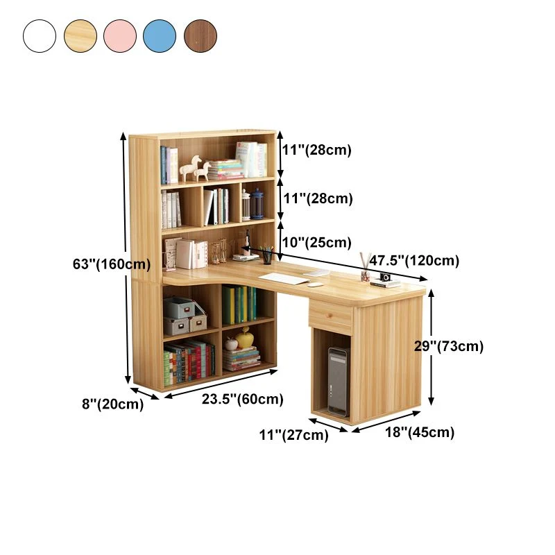 Bureau d'ordinateur de style contemporain, bureau de chambre à coucher avec bibliothèque Clearhalo