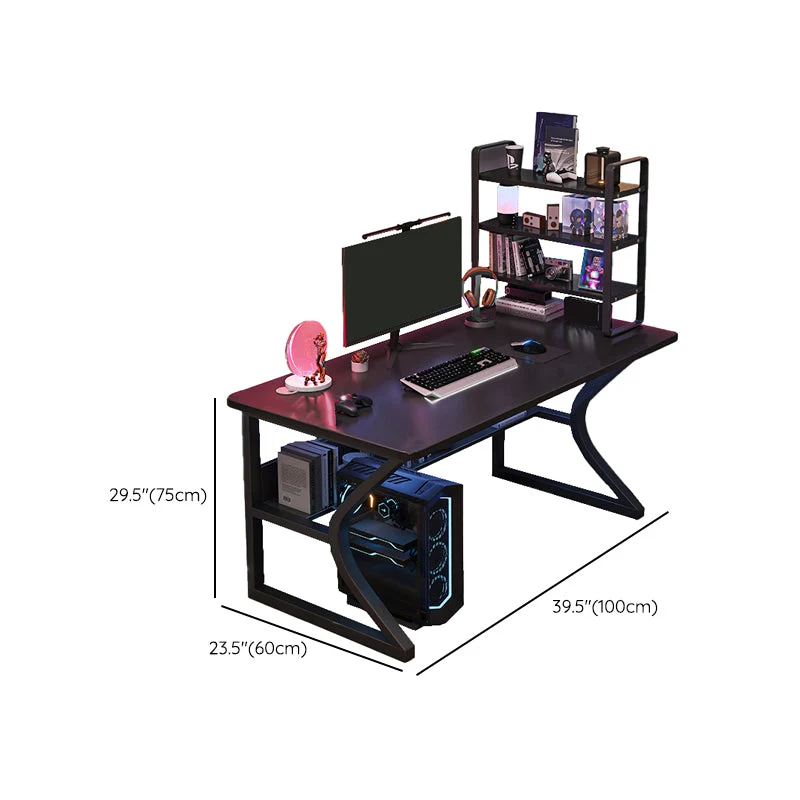 Bureau d'ordinateur de style contemporain, bureau de travail de forme rectangulaire avec 2 pieds pour la maison Clearhalo