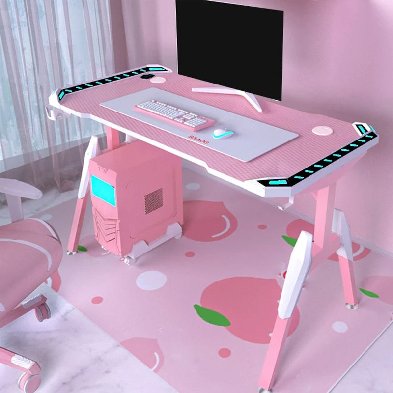 Bureau d'ordinateur de style moderne, bureau de jeu de forme libre avec 4 pieds Clearhalo