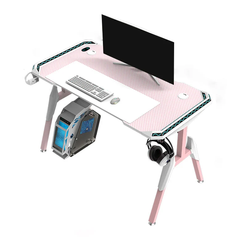 Bureau d'ordinateur de style moderne, bureau de jeu de forme libre avec 4 pieds Clearhalo