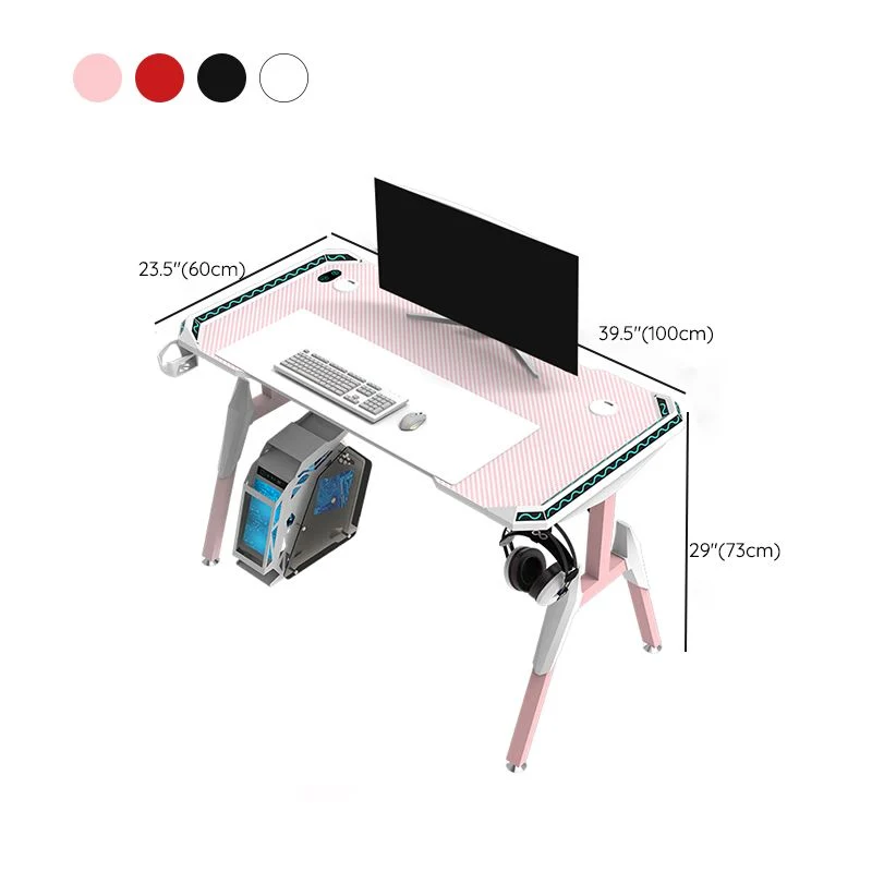 Bureau d'ordinateur de style moderne, bureau de jeu de forme libre avec 4 pieds Clearhalo