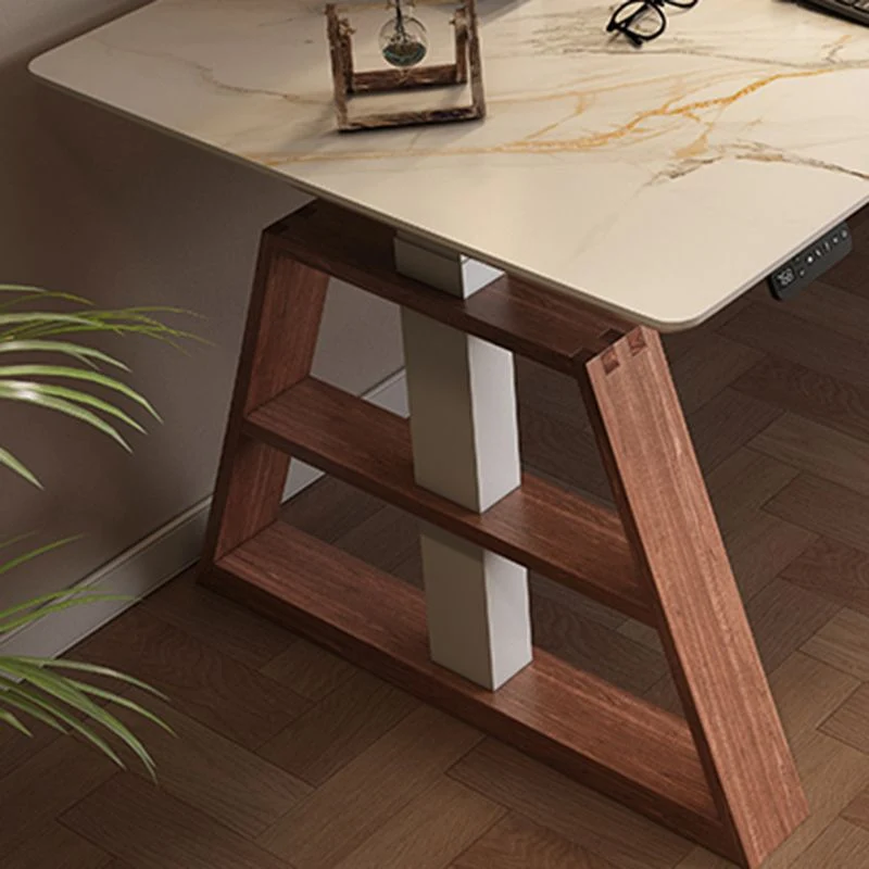 Bureau d'ordinateur de style moderne de forme rectangulaire, bureau de travail en pierre avec 2 pieds pour la maison Clear...