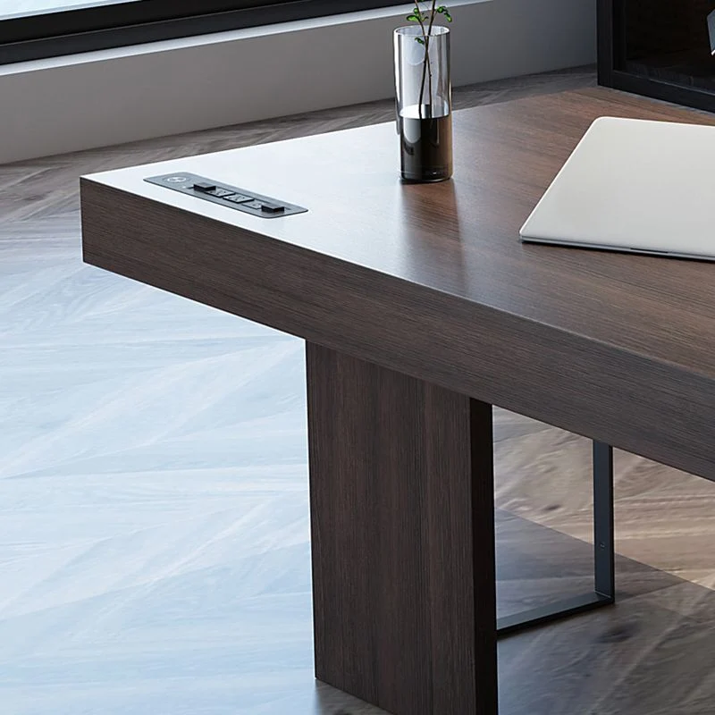 Bureau d'étude rectangulaire en bois massif contemporain avec tiroir Clearhalo