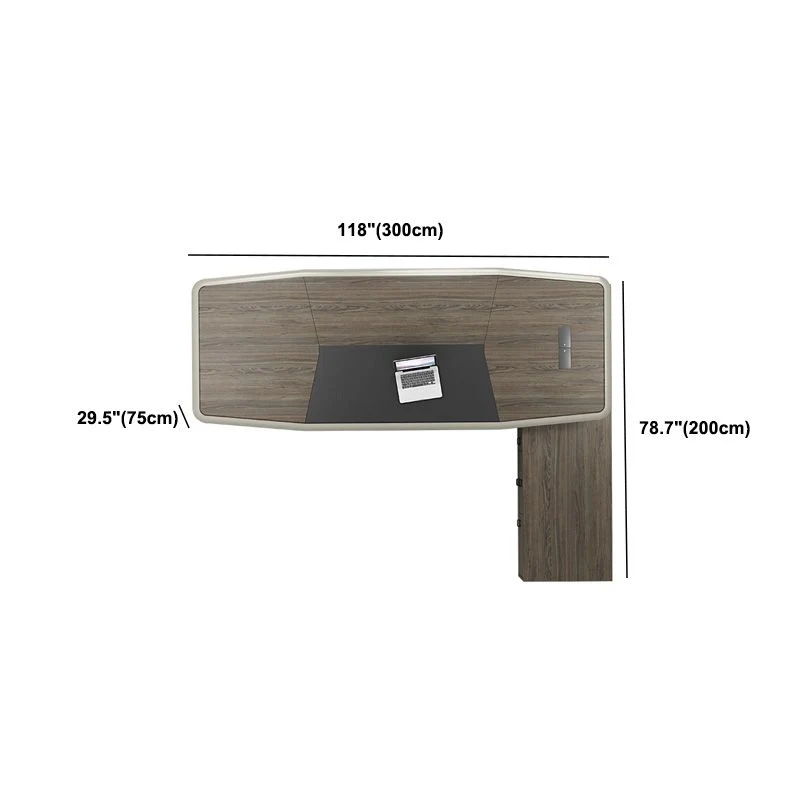 Bureau exécutif moderne en bois, bureau en forme de L avec tiroirs Clearhalo