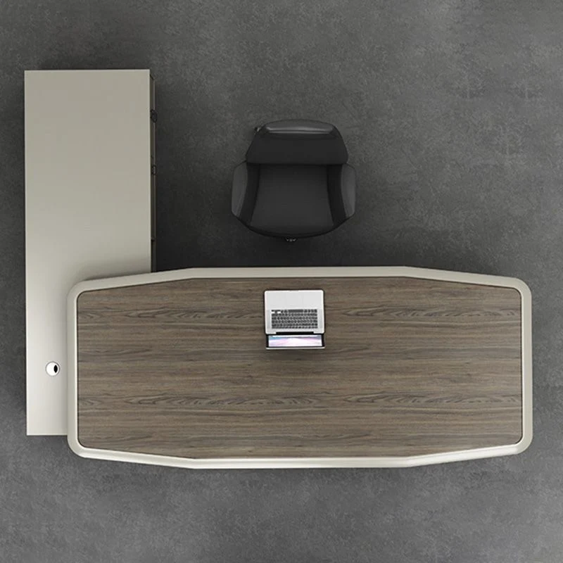Bureau exécutif moderne en bois, bureau en forme de L avec tiroirs Clearhalo