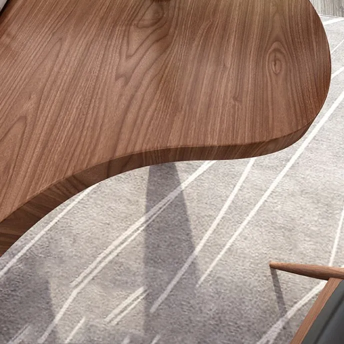 Bureau de forme moderne non conventionnelle, bureau d'écriture en bois massif pour la maison Clearhalo