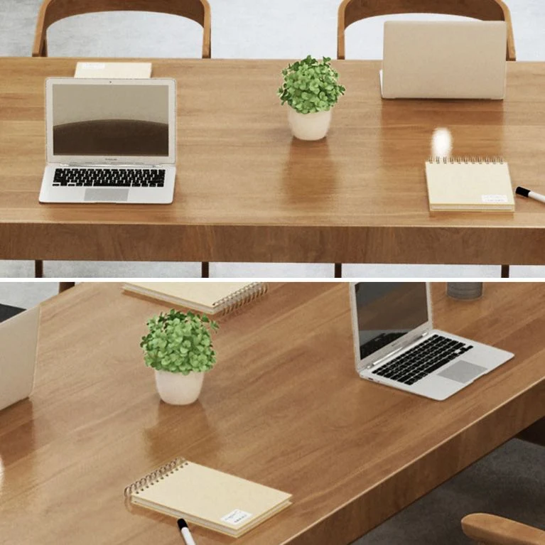 Bureau de forme ovale en bois massif, bureau moderne de couleur naturelle de Style Simple Clearhalo