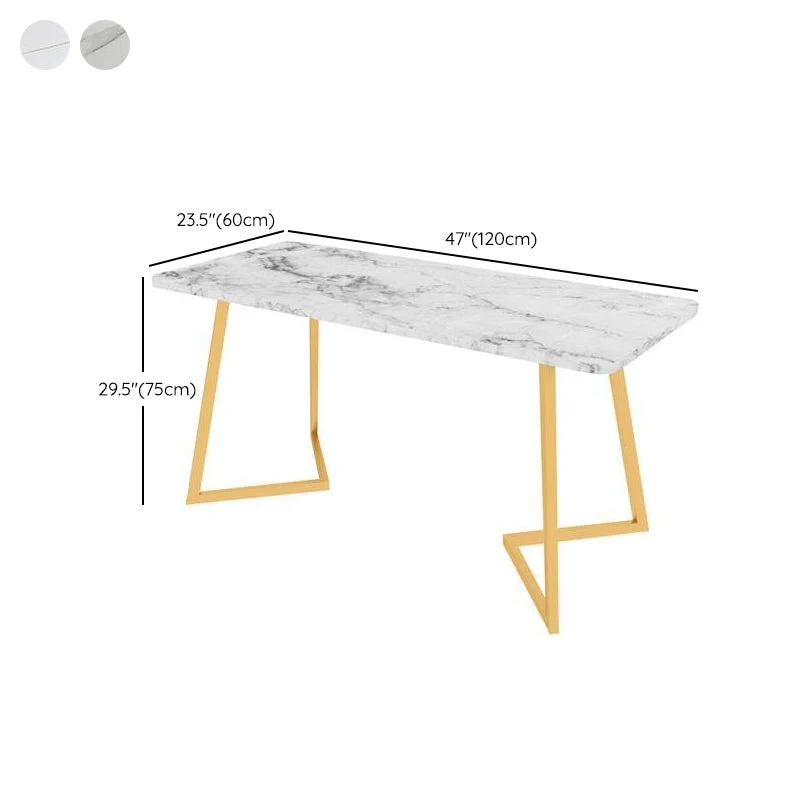 Bureau de forme rectangulaire blanc/gris, bureau d'écriture pour bureau Clearhalo