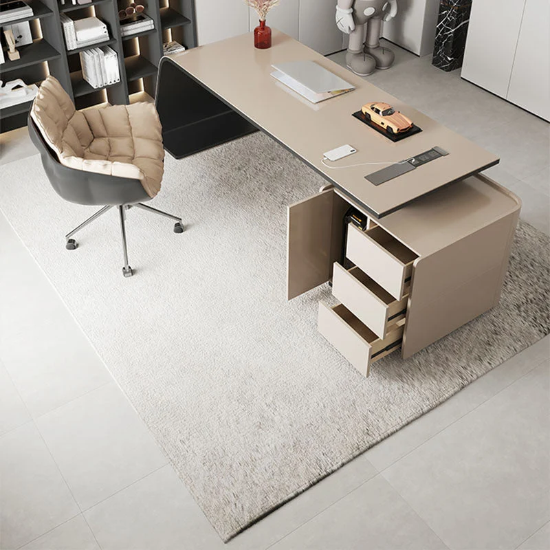 Bureau de forme rectangulaire en bois avec 3 tiroirs pour bureau Clearhalo