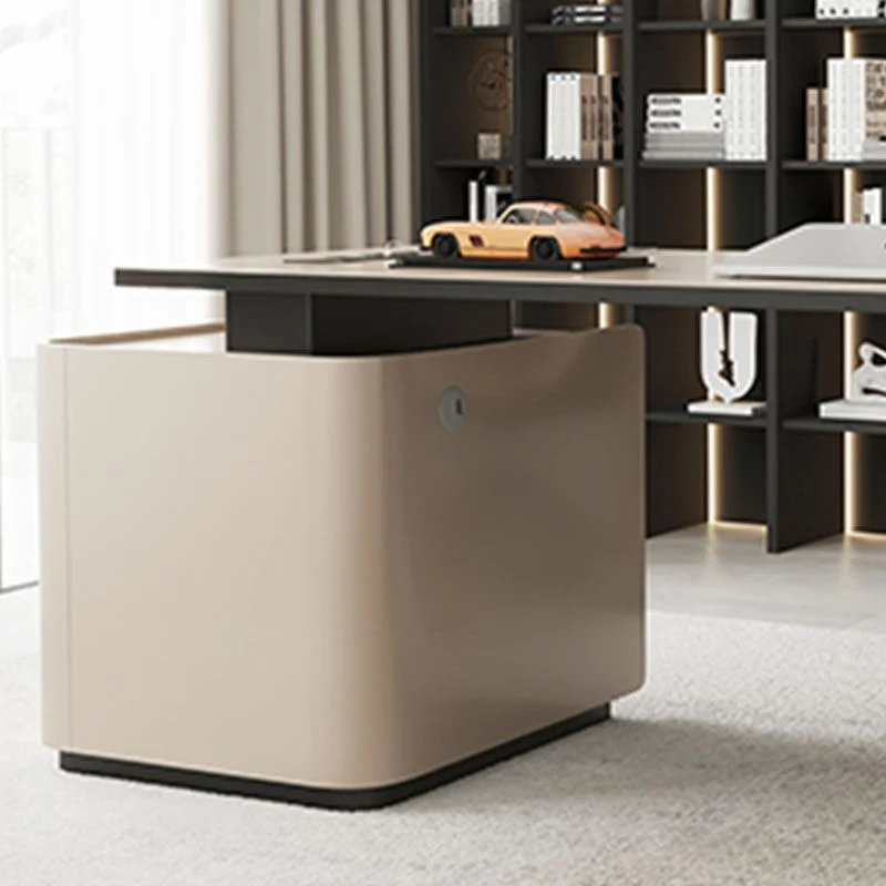 Bureau de forme rectangulaire en bois avec 3 tiroirs pour bureau Clearhalo