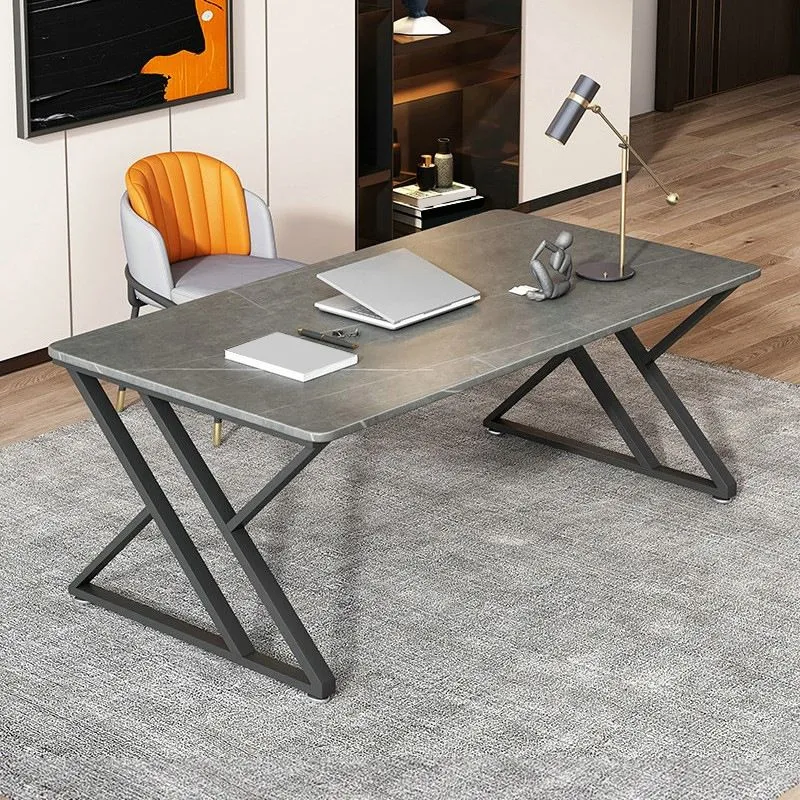 Bureau de forme rectangulaire, bureau d'écriture gris réversible pour le bureau Clearhalo