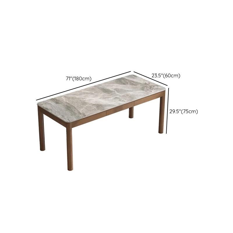 Bureau de forme rectangulaire, bureau d'écriture à 4 pieds en marron pour la maison Clearhalo
