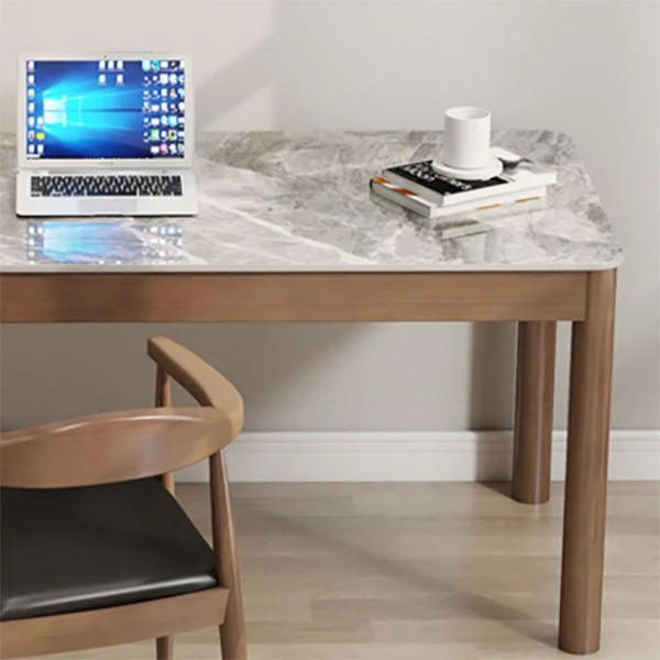 Bureau de forme rectangulaire, bureau d'écriture à 4 pieds en marron pour la maison Clearhalo